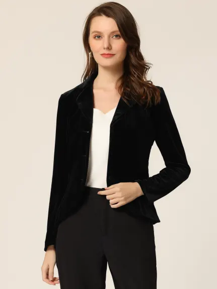 Allegra K- Blazer en velours à revers cranté