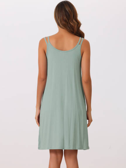 Cheibear - Sleeveless Modal Chemise Dress Nightgown