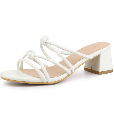 Allegra K- Strappy Knotted Block Heel Slides Sandals