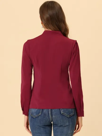 Allegra K- Elegant V Neck Button Up Shirt