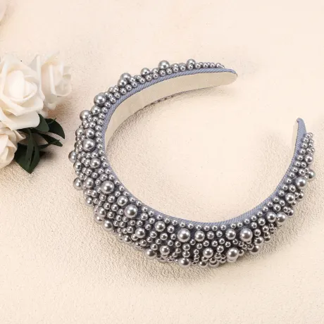 Unique Bargains - Faux Pearls Wide Padded Headband