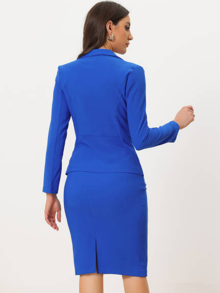 Allegra K- 2 Piece Suit Set Blazer and Pencil Skirt