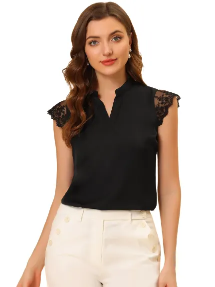 Allegra K- V Neck Sleeveless Blouse