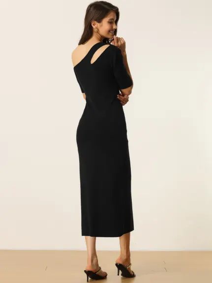 Allegra K- pull épaule froide body coupe Midi robe