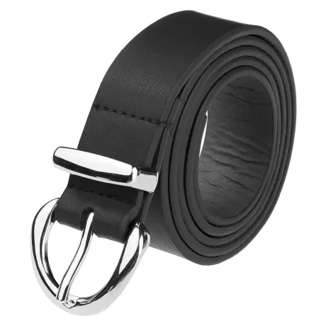 Allegra K- Faux Leather Belt with Silver Buckle