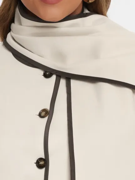 Allegra K- Manteau d'hiver à col écharpe avec boutons