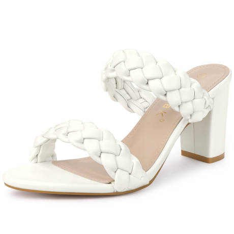 Allegra K - Braided Straps Slip-on Heeled Sandals