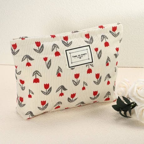 Unique Bargains- Floral Makeup Bag Large Pouch Travel Coin Purse