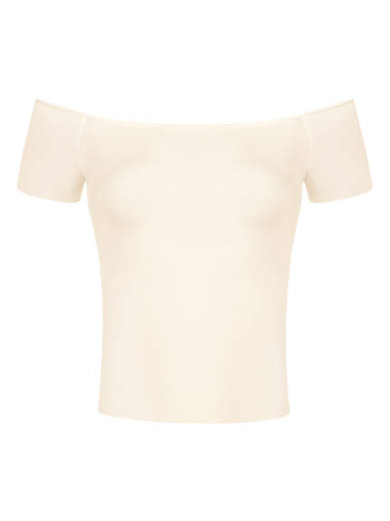 Allegra K- Off Shoulder Solid Slim Fit Tees