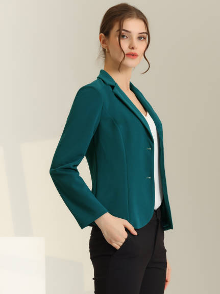 Allegra K- Lapel Collar Stretchy Jacket Suit Blazer