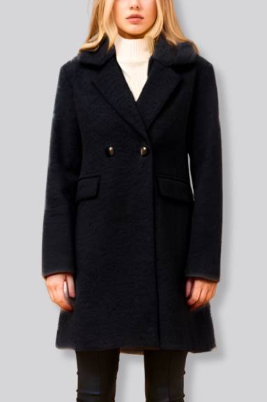 Freja Coat Double Breasted Removable Faux Fur Collar