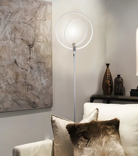 Eclipse Led Torchiere Floor Lamp With Adjustable Rings