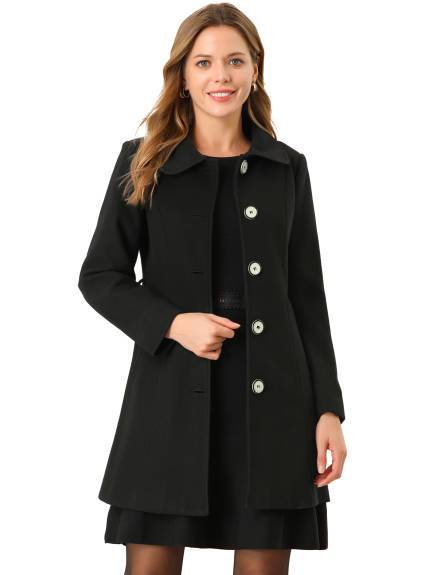 Allegra K- Elegant Lapel Collar Long Trench Coat