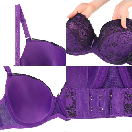 Allegra K- 2 Pieces Push-Up Underwire Bra Set