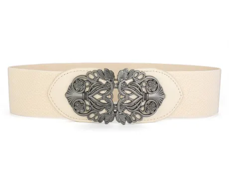 Allegra K- Wide High Stretchy Waist Belt with Metal Buckle