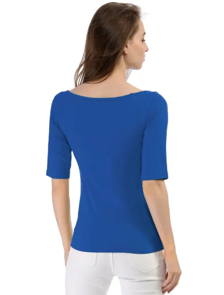 Allegra K- Half Sleeves Fitted Layering T-Shirt