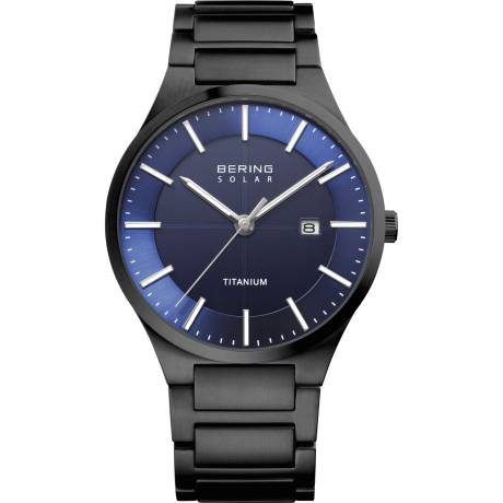 BERING - Montre solaire en titane pour homme de 39 mm en argent/argent