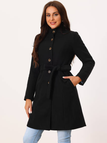 Allegra K- Single Breasted Belted Jackets