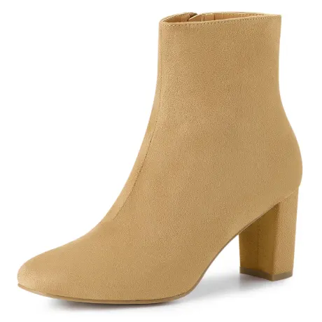 Allegra K - Side Zip Chunky Heel Ankle Boots