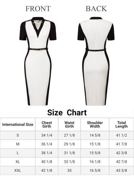 Hobemty- Contrast Color Pencil Sheath Dress