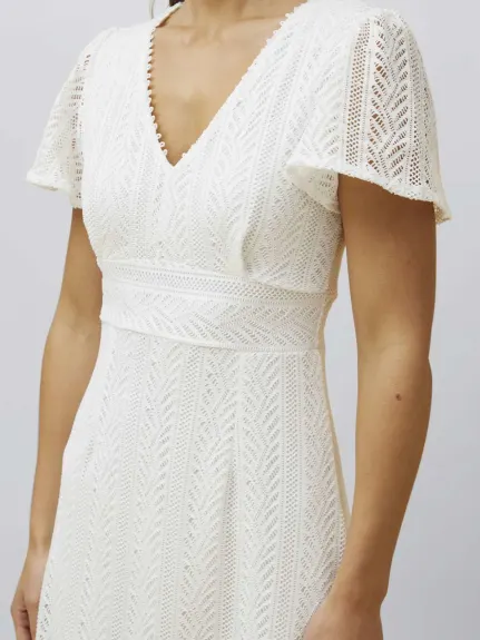 Annick - Bonnie Midi Dress Knit Lace Crochet V Neck Solid