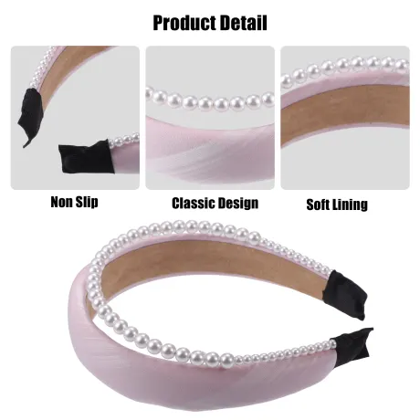 Unique Bargains - Double Layer Faux Pearl Sponge Headband