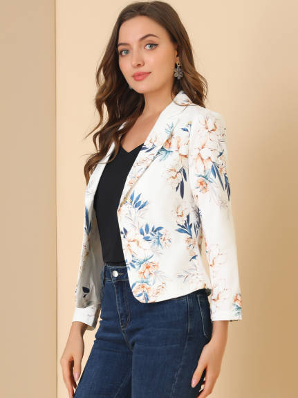 Allegra K- Open Front Crop Blazer Jacket