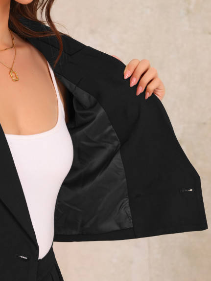 INSPIRE CHIC - Long Sleeve Cropped Blazer Pant Suit