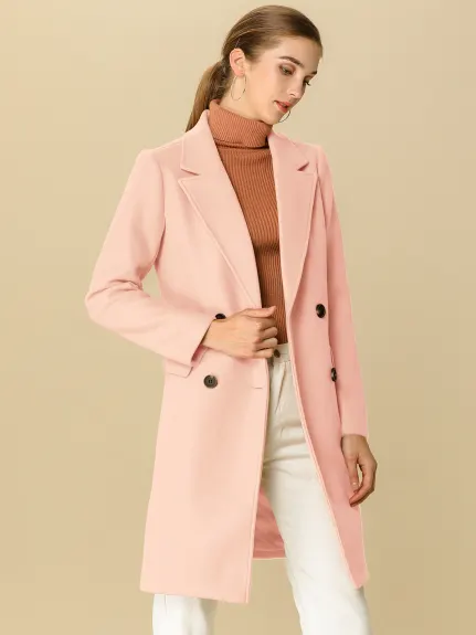 Allegra K- Trench-coat à poche et ceinture à double boutonnage