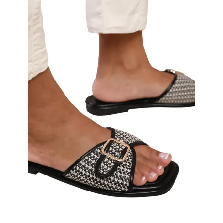 Where's That From - Womens/Ladies Vermont Raffia Buckle Sliders