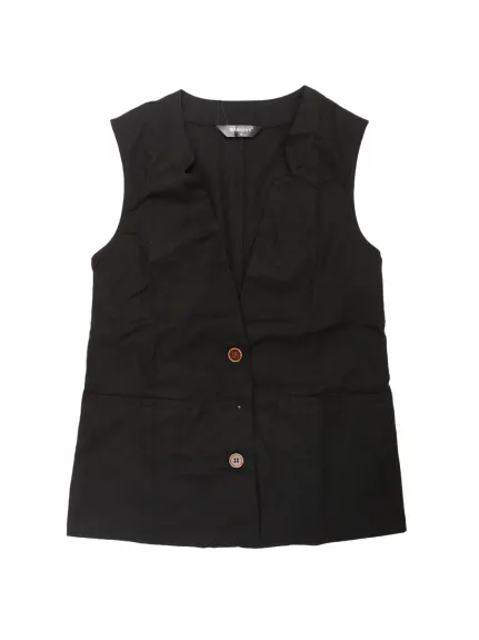 Allegra K- veste col V coton lin