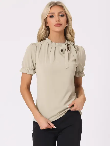 Allegra K - Bow Tie Neck Elegant Summer Top