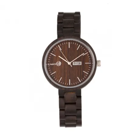 Earth Wood - Mimosa Bracelet Watch w/Day/Date - Dark Brown