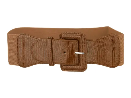 Allegra K- Elastic Waist Belt Rectangular Chunky Buckle