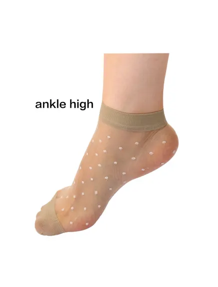 Allegra K- Women's Dots Ankle Length Sheer Socks 10 Pairs