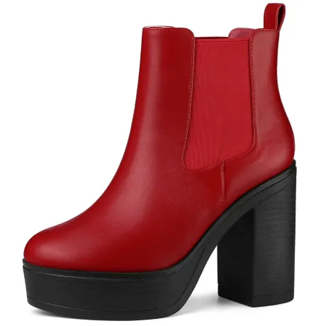 Allegra K- Platform Chunky High Heels Chelsea Boots