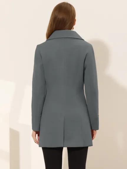 Allegra K - Manteau simple boutonnage à revers cranté