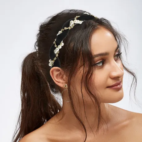 Unique Bargains - Rhinestone Faux Pearl Headband