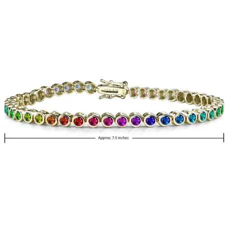 Rachel Glauber Round Bezel-set Bracelet with 3mm Colored Cubic Zirconia