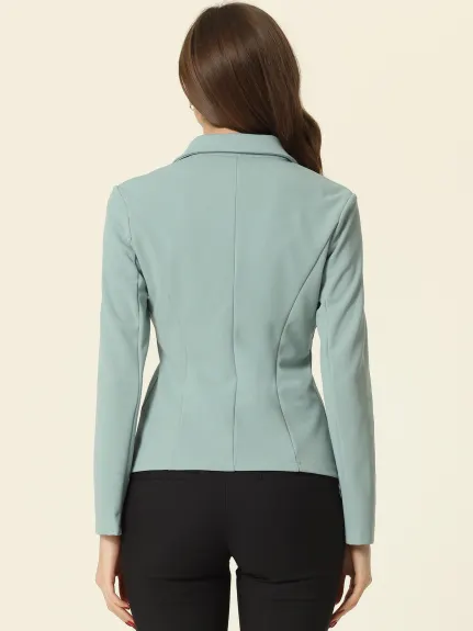 Allegra K- Lapel Collar Stretchy Jacket Suit Blazer