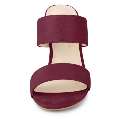 Allegra K - Opened Toe Block Heeled Slide Sandals