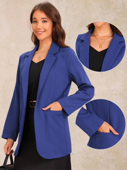 Allegra K - Open Front Long Sleeve Work Blazer