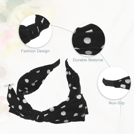 Unique Bargains- Polka Dots Wide Bow Headbands