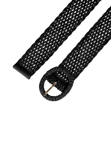 Allegra K- Round Metal Buckle Skinny Waist Belt