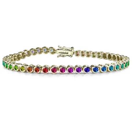 Rachel Glauber Round Bezel-set Bracelet with 3mm Colored Cubic Zirconia