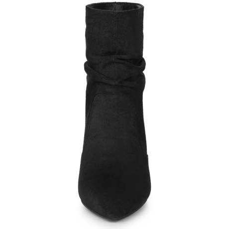 Allegra K - Slouch Pointed Toe Ankle Sock Boots