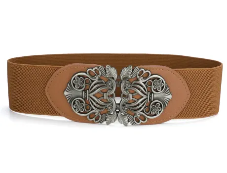 Allegra K- Wide Ceinture taille haute extensible avec boucle en métal