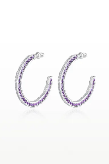 Classicharms-Zirconia Molten C Hoop Earrings