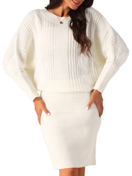 Allegra K - Batwing Sleeve Sweater Pullover Dress