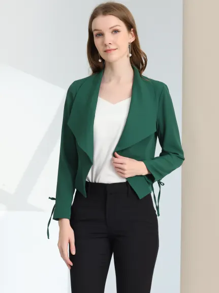 Allegra K- Open Front Crop Blazer Jacket